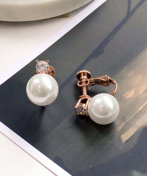 【金属アレルギー対応】 【養殖パール】 【ピアス&イヤリング】 ワンポイントパールピアス&イヤリング