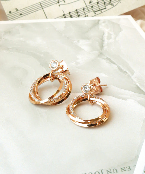 【金属アレルギー対応】 ストーンフープバインドピアス
