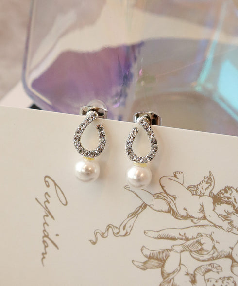 【金属アレルギー対応】ドロップ+パールピアス