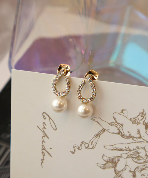 【金属アレルギー対応】ドロップ+パールピアス