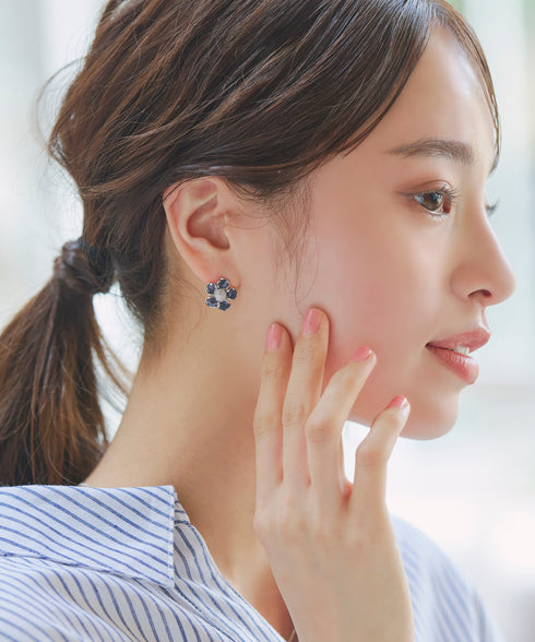 カラーフラワーピアス