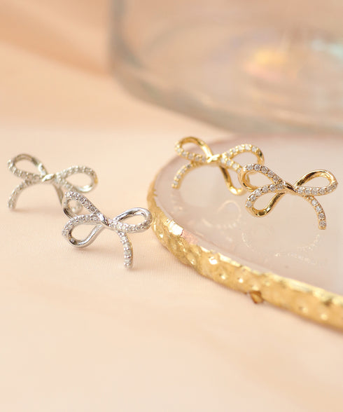 【金属アレルギー対応】 ひねりリボンピアス