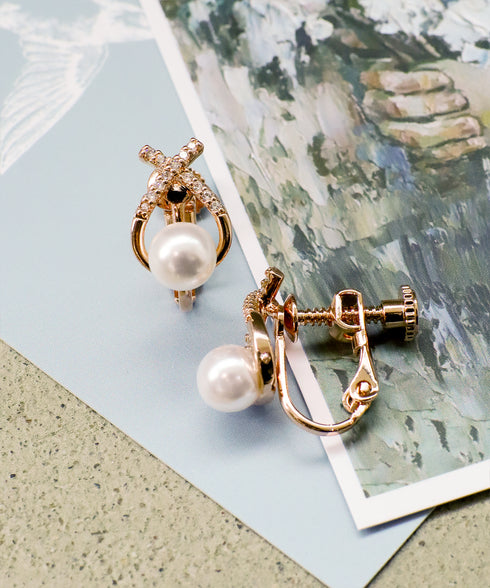 【金属アレルギー対応 / ピアス&イヤリング】クロスドロップピアス&イヤリング
