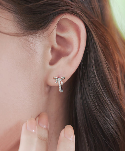 【安田美沙子さん着用 / 金属アレルギー対応】リボンフープピアス