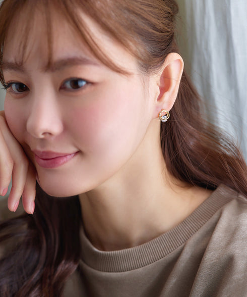 【金属アレルギー対応】ラウンドプットストーンピアス