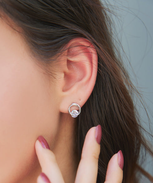 【金属アレルギー対応】ラウンドプットストーンピアス