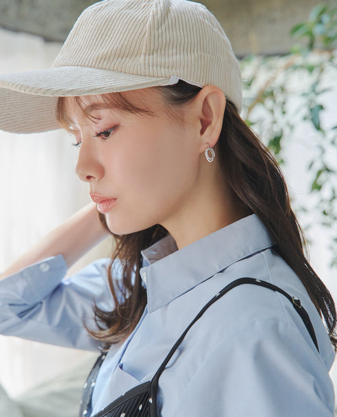 【安田美沙子さん着用 / 金属アレルギー対応】 キュービックレイヤードフープピアス