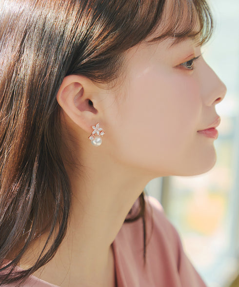 【金属アレルギー対応】ブルースターパールピアス・イヤリング