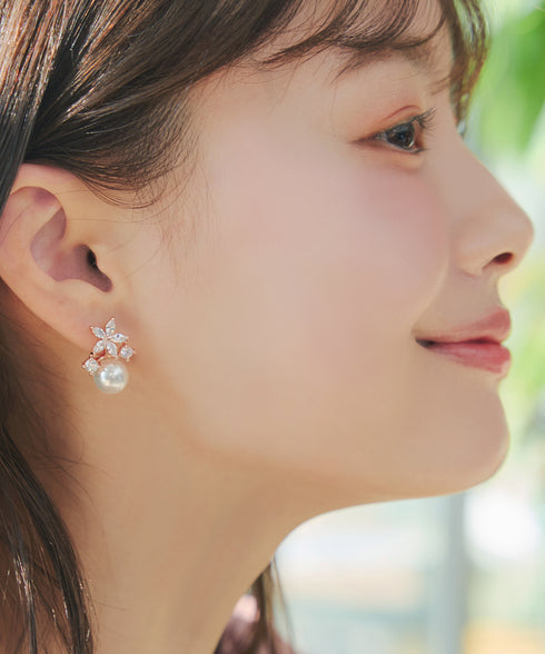 【金属アレルギー対応】ブルースターパールピアス・イヤリング