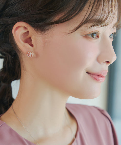 【金属アレルギー対応】カメリアモチーフピアス・イヤリング