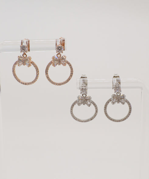 【金属アレルギー対応】リボンサークルピアス