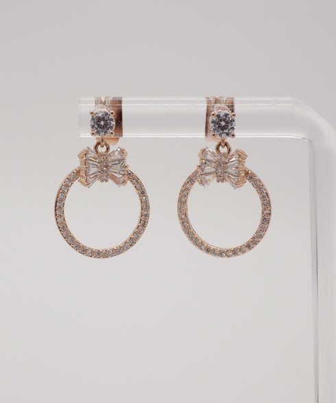 【金属アレルギー対応】リボンサークルピアス