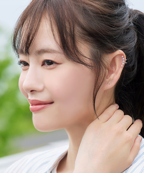 ラインストーンクロスラインイヤカフ