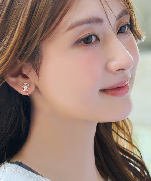 【金属アレルギー対応商品】淡水パールスワールピアス