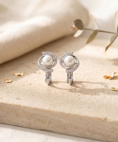 【金属アレルギー対応商品】淡水パールスワールピアス