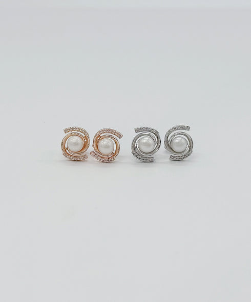 【金属アレルギー対応商品】淡水パールスワールピアス