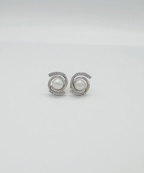 【金属アレルギー対応商品】淡水パールスワールピアス