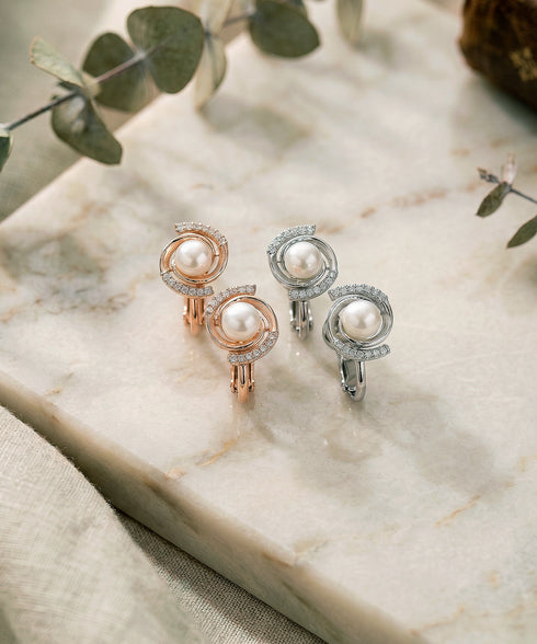【金属アレルギー対応商品】淡水パールスワールピアス