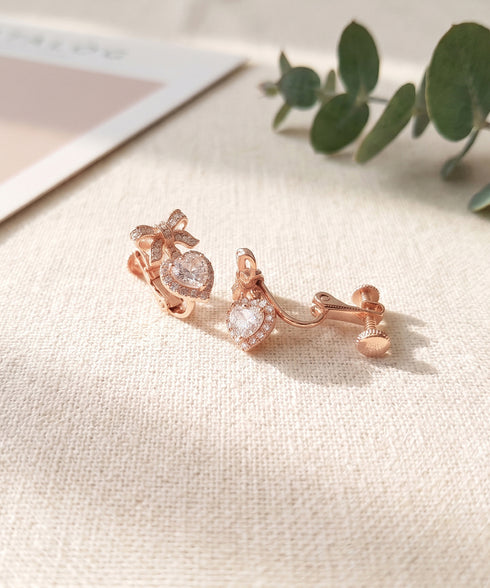 【2TYPE・金属アレルギー対応商品】リボン+リッチストーンピアス・イヤリング