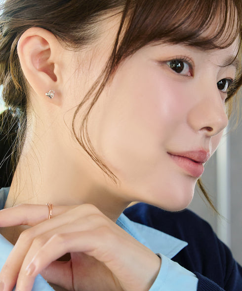 【金属アレルギー対応商品】センターパールハートピアス