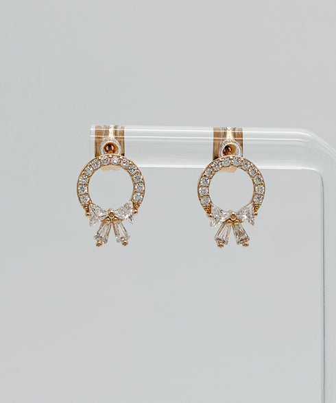 【金属アレルギー対応商品】フロントサークルリボンピアス