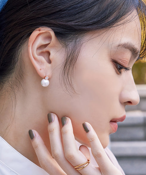 【金属アレルギー対応】 【養殖パール】 【ピアス&イヤリング】 ワンポイントパールピアス&イヤリング