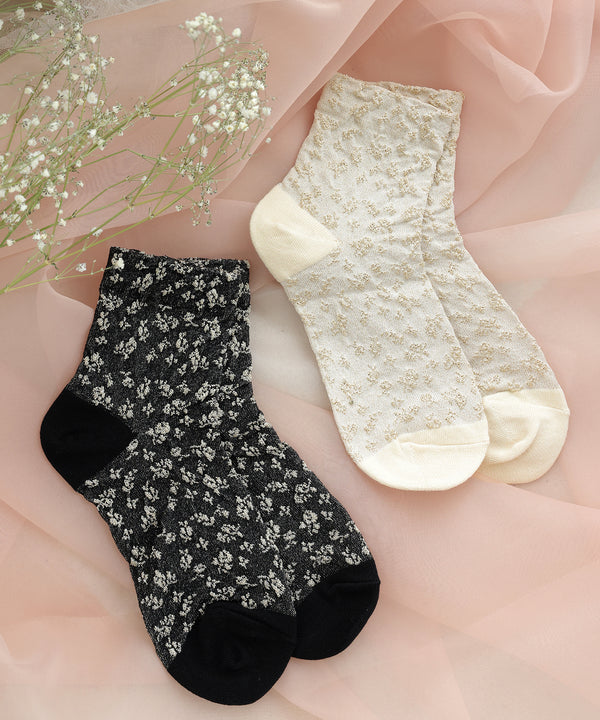 【安田美沙子さん着用】モノトーンジャガードソックス