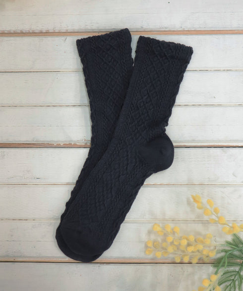 【安田美沙子さん着用】ケーブル柄編みソックス