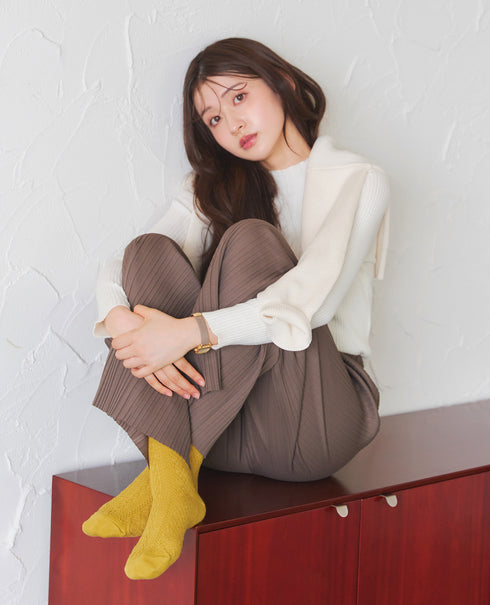 【安田美沙子さん着用】ケーブル柄編みソックス