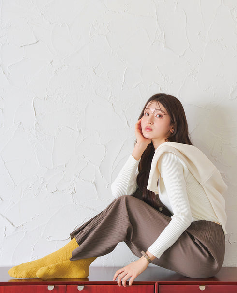 【安田美沙子さん着用】ケーブル柄編みソックス
