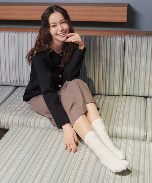 【安田美沙子さん着用】ケーブル柄編みソックス