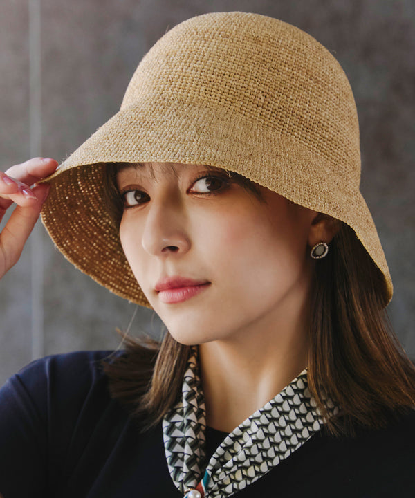 ラフィアバケットハット