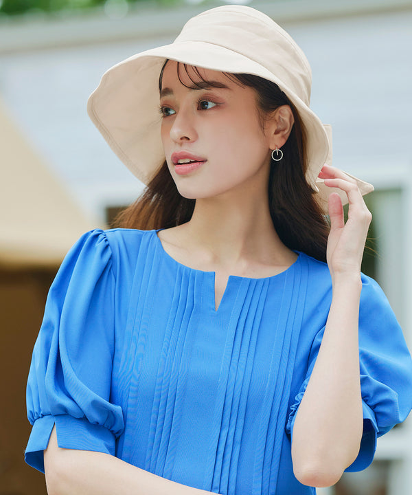 後ろリボンつば広ハット