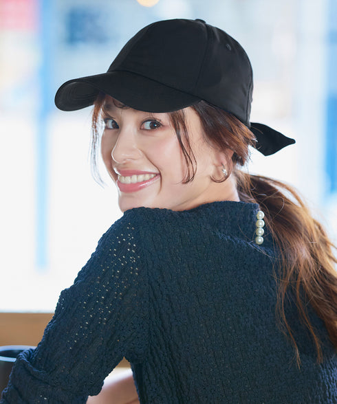 【安田美沙子さん着用】ジャガードリボンキャップ/リボンキャップ