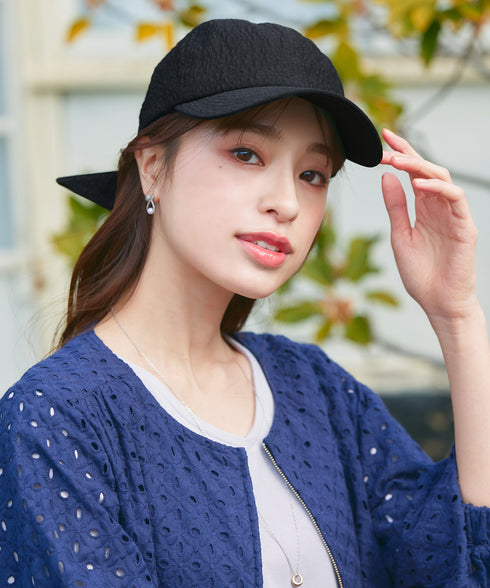 【安田美沙子さん着用】ジャガードリボンキャップ/リボンキャップ