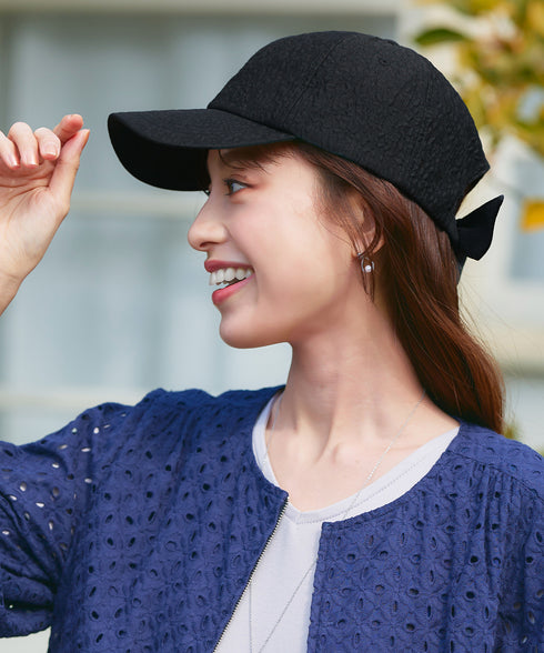 【安田美沙子さん着用】ジャガードリボンキャップ/リボンキャップ