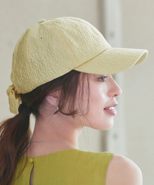 【安田美沙子さん着用】ジャガードリボンキャップ/リボンキャップ