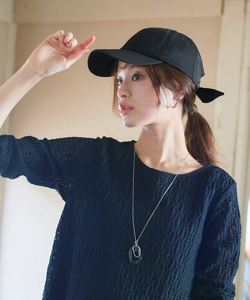 【安田美沙子さん着用】ジャガードリボンキャップ/リボンキャップ