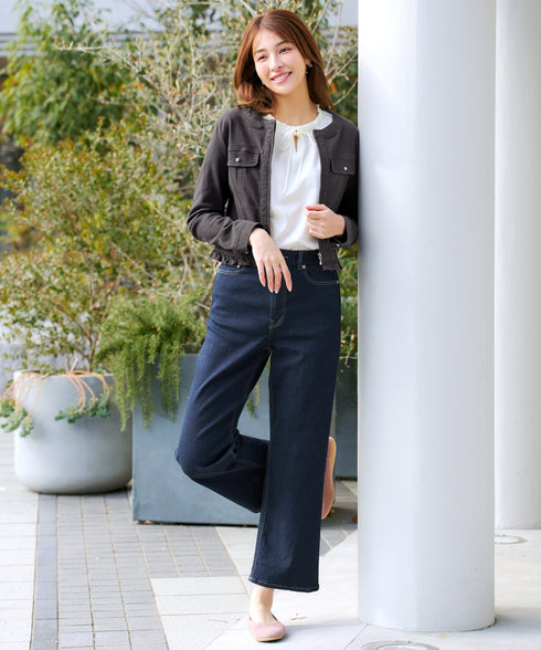 ノーカラーデニムジャケット