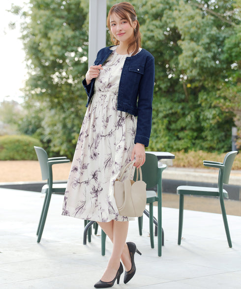 ノーカラーデニムジャケット