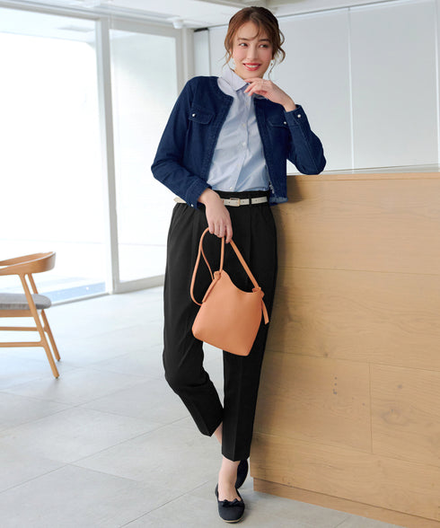 ノーカラーデニムジャケット