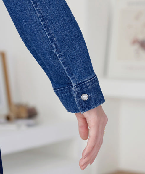 ノーカラーデニムジャケット