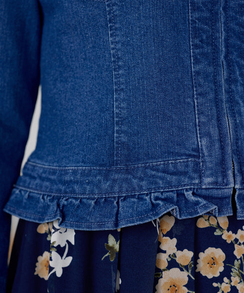 ノーカラーデニムジャケット