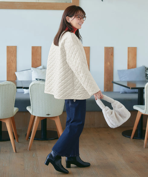 【リバーシブル】表裏2WAYベロアキルティングブルゾン