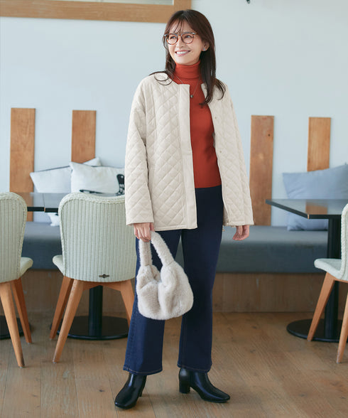 【リバーシブル】表裏2WAYベロアキルティングブルゾン