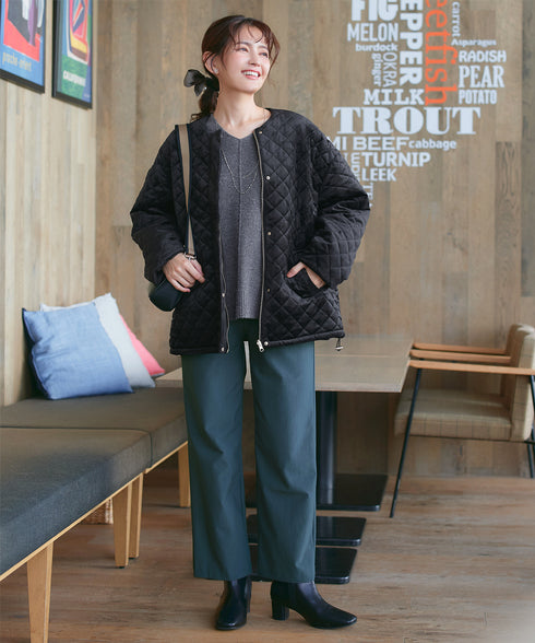 【リバーシブル】表裏2WAYベロアキルティングブルゾン