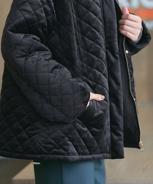 【リバーシブル】表裏2WAYベロアキルティングブルゾン