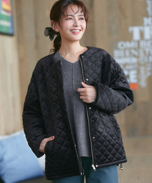 【リバーシブル】表裏2WAYベロアキルティングブルゾン