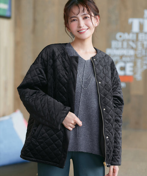 【リバーシブル】表裏2WAYベロアキルティングブルゾン