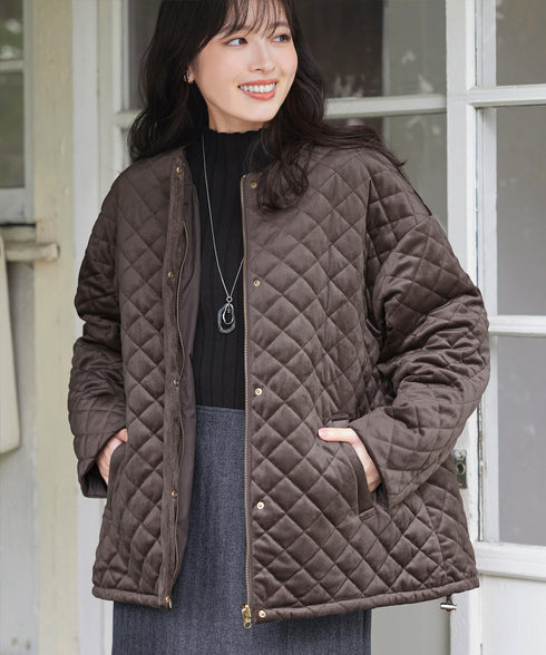 【リバーシブル】表裏2WAYベロアキルティングブルゾン